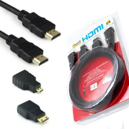 KIT CABLE HDMI 150 M + CONECTOR MINI HDMI+ MICRO HDMI