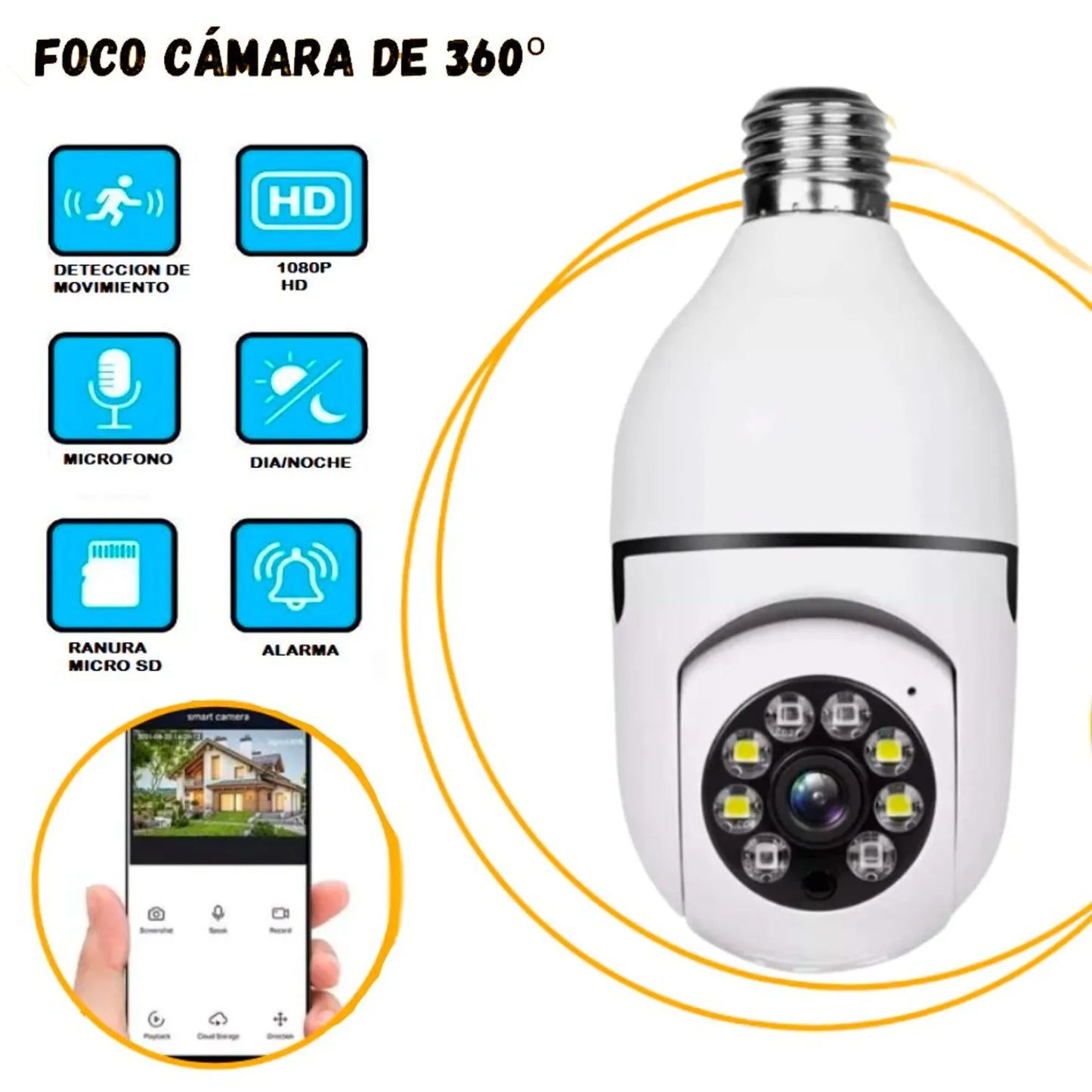 FOCO CAMARA HD 360 GRADOS